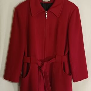 Mario De Pinto Wool BLEND Zip - Up Coat With An Attached Tie Belt